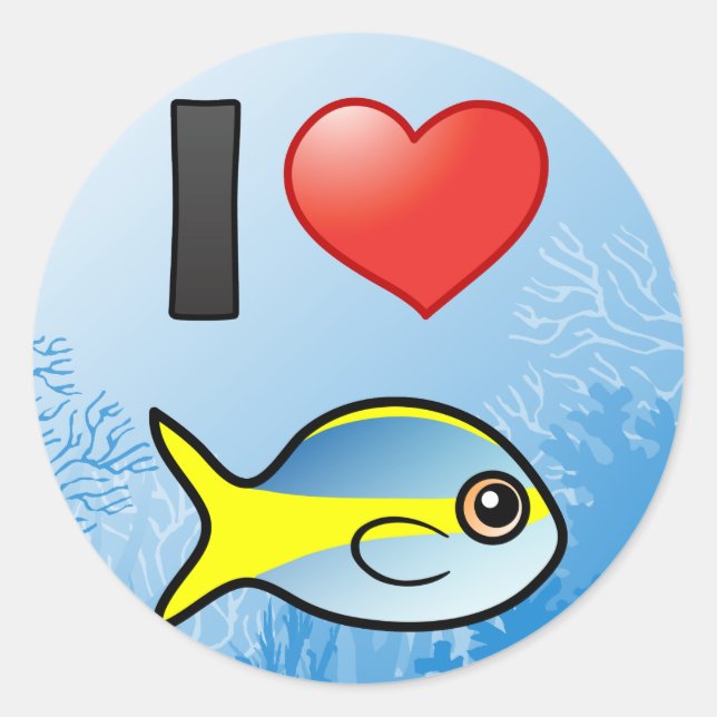 I Love Yellowtail Snapper Classic Round Sticker (Front)