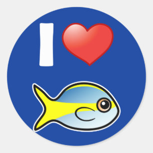 I Love Yellowtail Snapper Classic Round Sticker