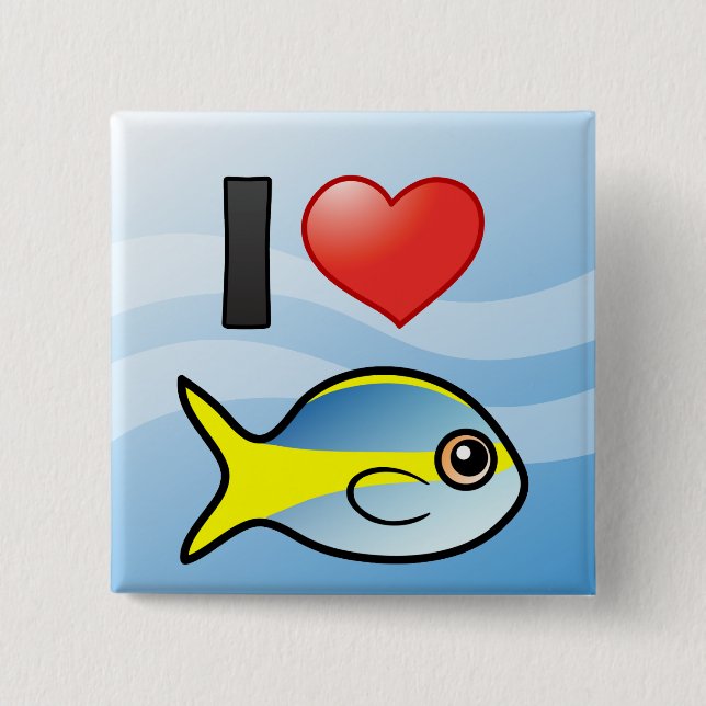 I Love Yellowtail Snapper Pinback Button (Front)