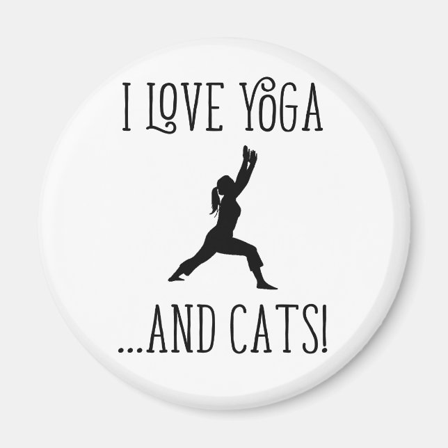 I love Yoga and Cats Black Letters Magnet (Front)