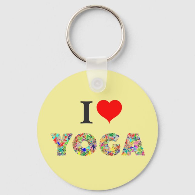 I Love Yoga | I Heart Yoga Colorful Peace Keychain (Front)