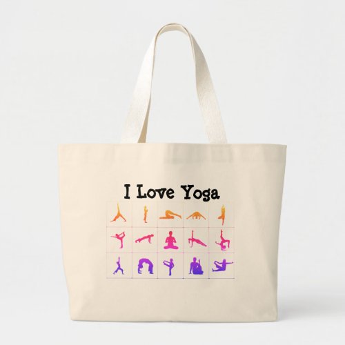 I Love Yoga Large Tote Bag