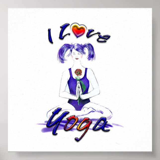 I Love Yoga-Lotus Pose Poster (Front)