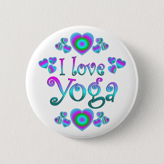 I Love Yoga Pinback Button (Front)