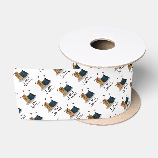 I Love Yorkies (I Love Yorkshire Terriers) - Cute Satin Ribbon (Spool)