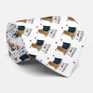 I Love Yorkies (I Love Yorkshire Terriers) hearts Neck Tie