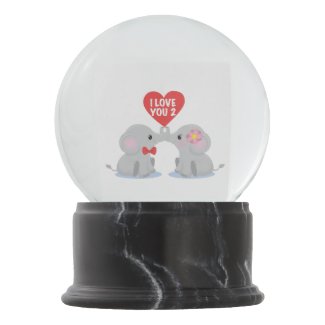 I love you 2 elephants snow globe