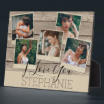 I Love You | 5 Photo | Plaque<br><div class="desc">Special personalized 5 photo plaque, a gift of treasured memories that can be kept forever. The plaque features a rustic wooden background and 5 photos, the template text reads 'I LOVE YOU, STEPHANIE' but this can be changed to say whatever you want. A great gift for birthdays, christmas, weddings, engagements,...</div>