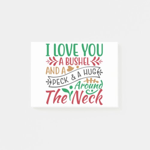 I Love You a Bushel and a Peck  a Hug Around Neck Post_it Notes