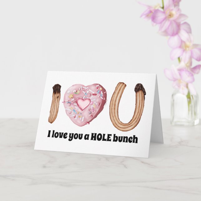 I love you a hole bunch donut Valentine's couples Card (Orchid)