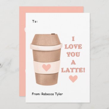 I Love you a Latte Classroom Pink Valentines Day  Holiday Card