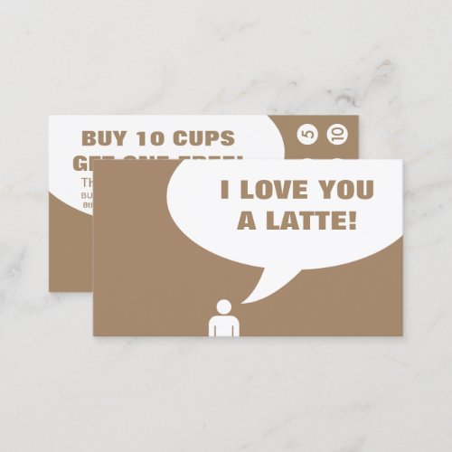 i love you a latte coffee punch card