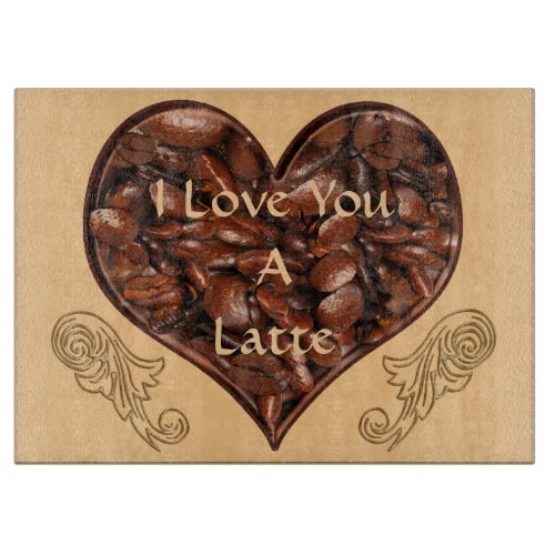 I Love You A Latte Custom Glass Cutting Board