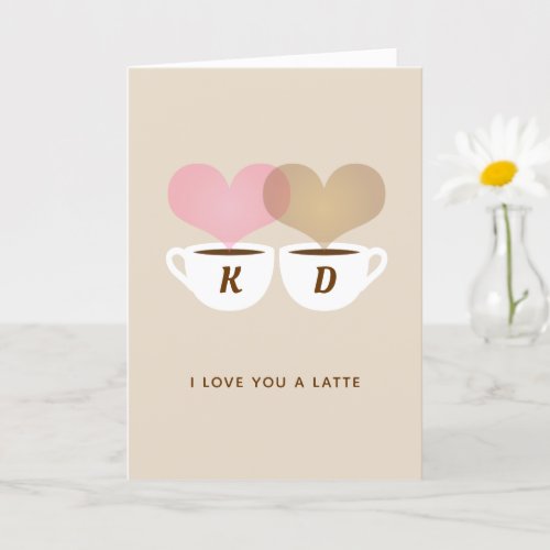 I Love You A Latte Custom Monogram Initials Coffee Card