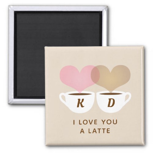 I Love You A Latte Custom Monogram Initials Coffee Magnet