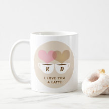 I Love You A Latte Custom Monogram Initials Coffee