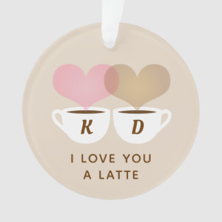 I Love You A Latte Custom Monogram Initials Coffee Ornament