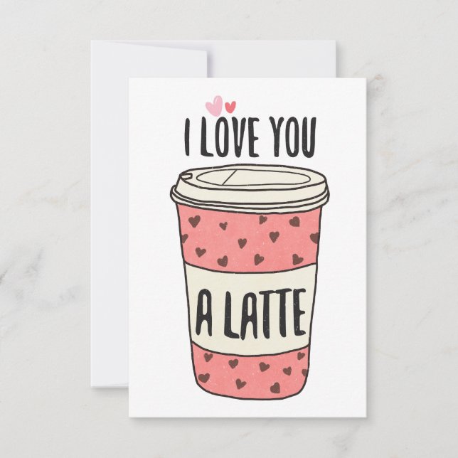 I Love You A Latte Flat Thank You Card (Front)