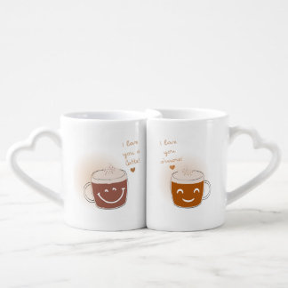 I Love You a Latte Funny Quote Couple Mug Set
