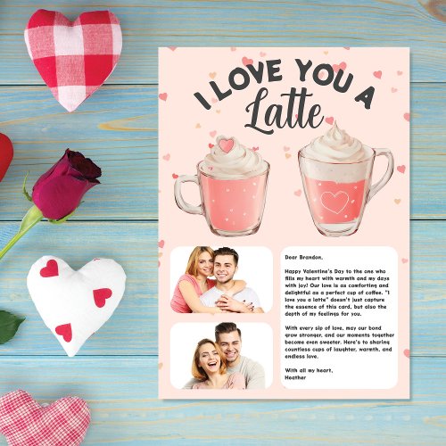 I Love You a Latte Personalized Valentines Day Holiday Card