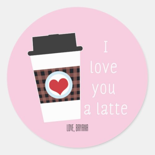 I LOVE YOU A LATTE Valentines Day Favor Sticker