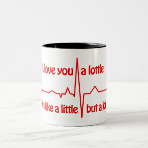 I love you a lottle, heartbeat cute romantic meme  Two-Tone coffee mug
