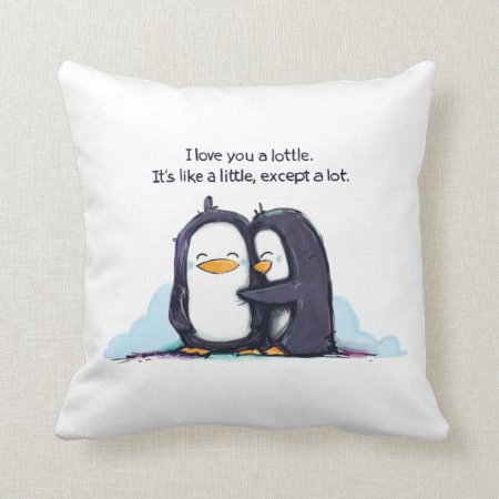 I Love You A Lottle Penguins - Pillow