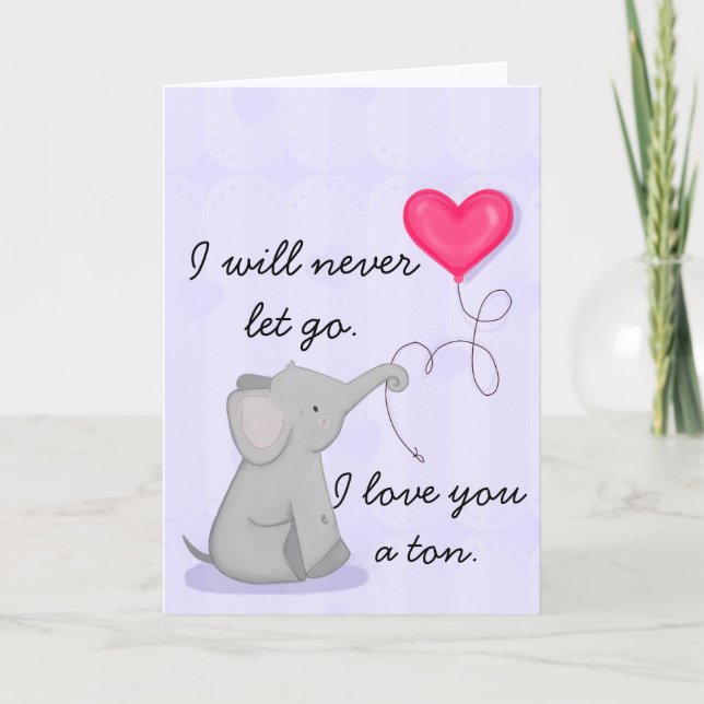 I love you a Ton Elephant Card (Front)