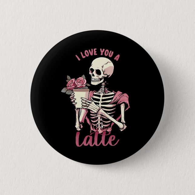 I love you a valentines day skeleton button (Front)