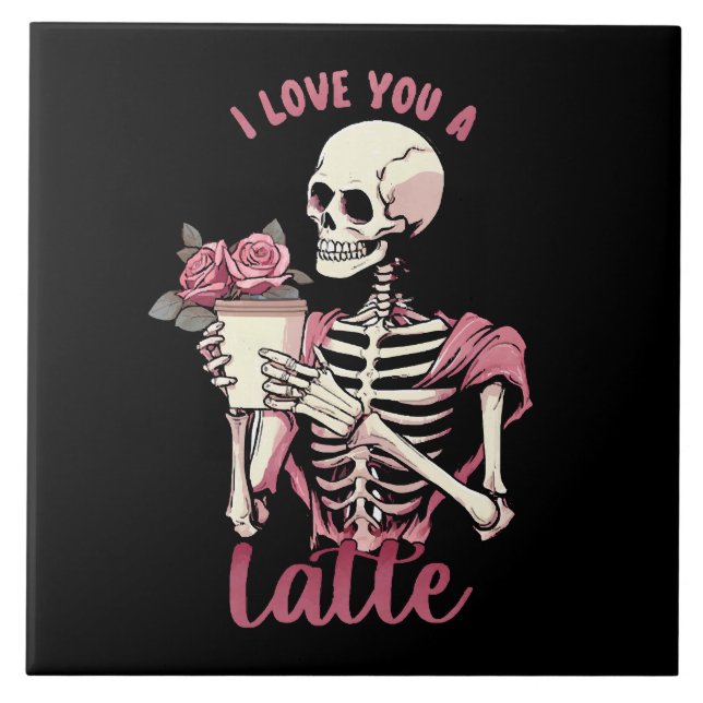 I love you a valentines day skeleton ceramic tile (Front)