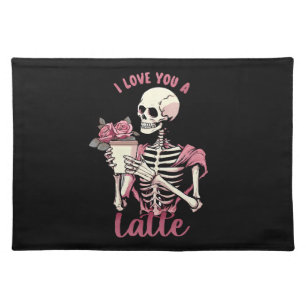 I love you a valentines day skeleton cloth placemat