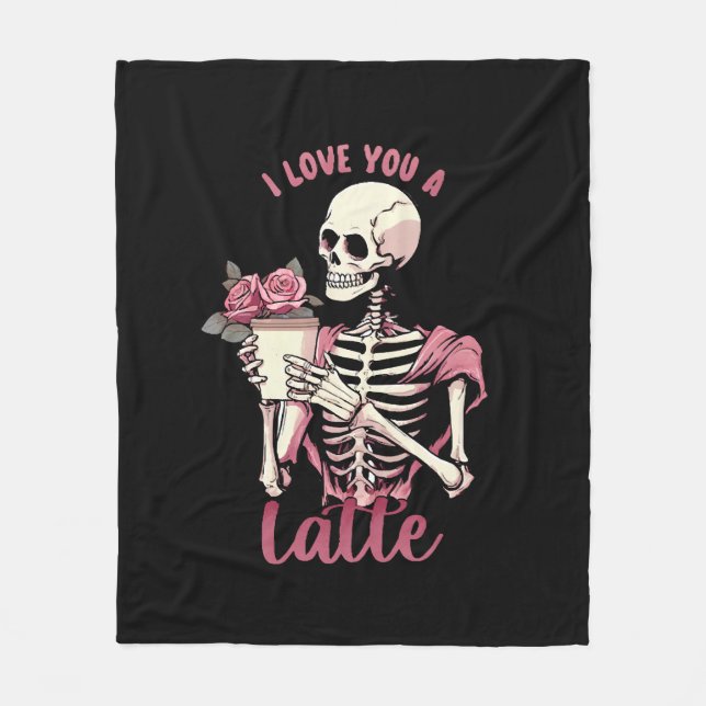 I love you a valentines day skeleton fleece blanket (Front)