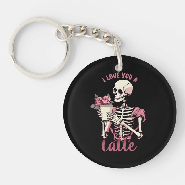 I love you a valentines day skeleton keychain (Front)