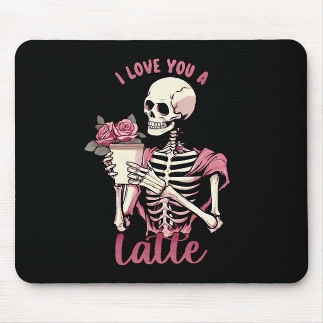 I love you a valentines day skeleton mouse pad (Front)