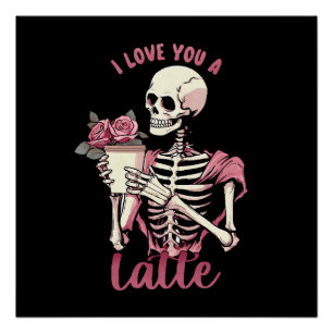 I love you a valentines day skeleton poster