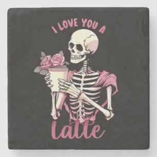 I love you a valentines day skeleton stone coaster