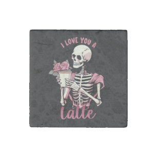 I love you a valentines day skeleton stone magnet