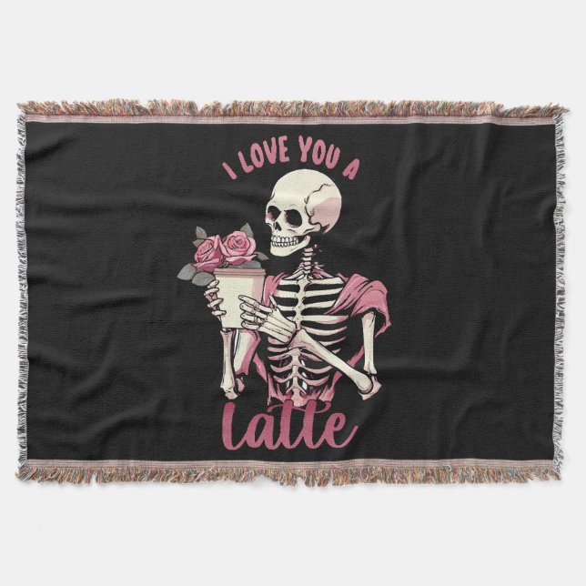 I love you a valentines day skeleton throw blanket (Front)