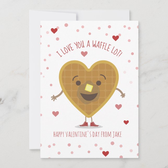 I Love You A Waffle Lot Heart Kids Valentine (Front)