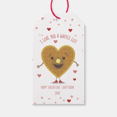 I Love You A Waffle Lot Heart Kids Valentine Gift Tags