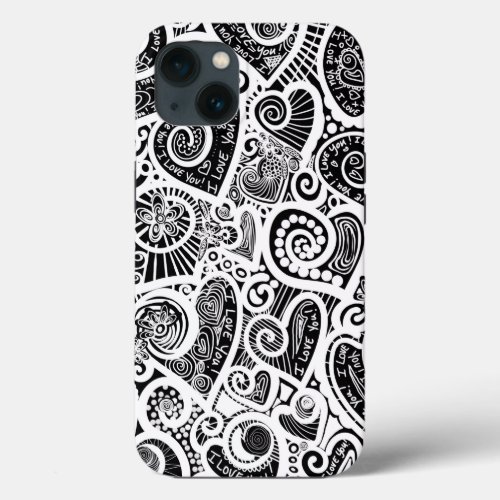 I Love You Abstract Scratch Art Design iPhone 13 Case
