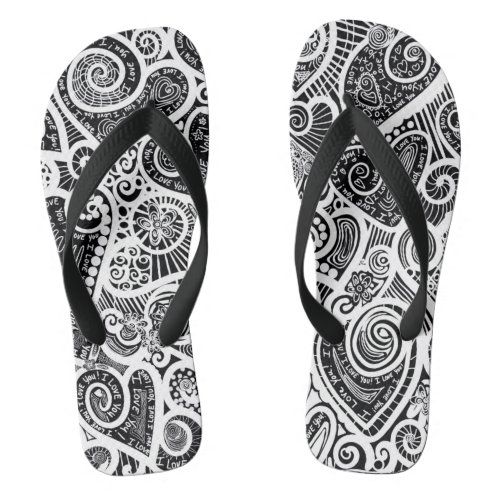 I Love You Abstract Scratch Art Design Flip Flops