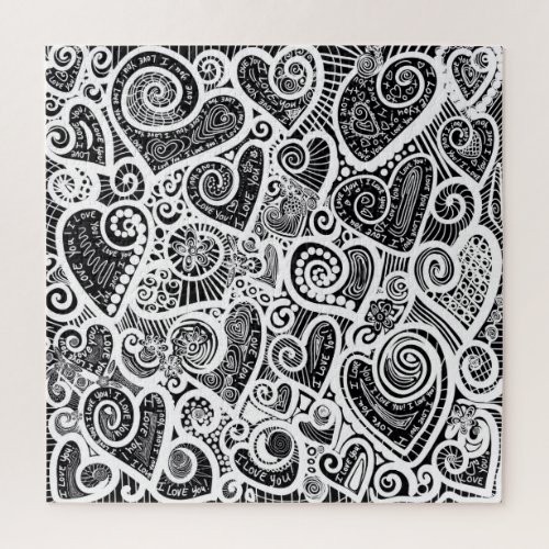 I Love You Abstract Scratch Art Design Jigsaw Puzzle