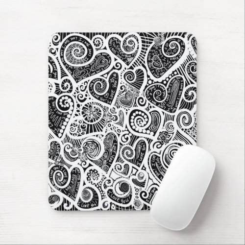 I Love You Abstract Scratch Art Design Mouse Pad