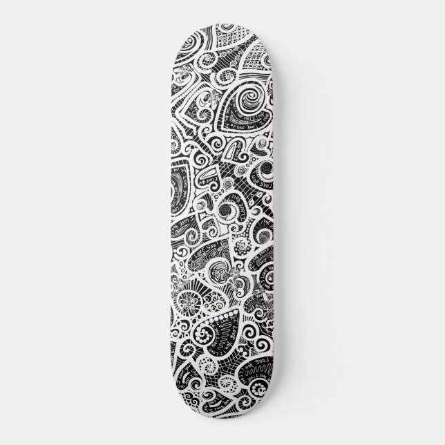 I Love You Abstract Scratch Art Design Skateboard (Front)