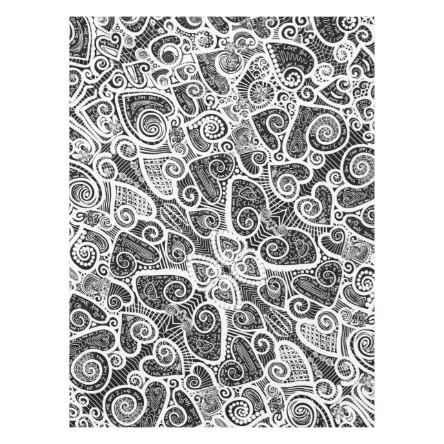 I Love You Abstract Scratch Art Design Tablecloth (Front)