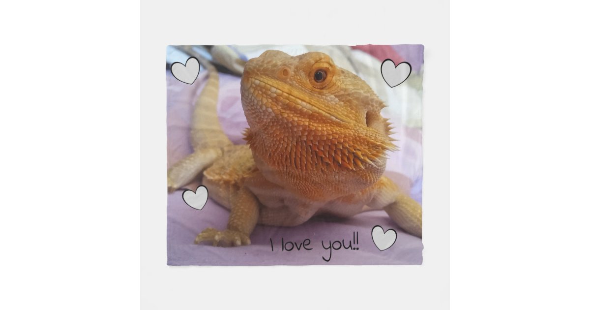 I love you Adorable Bearded Dragon Photo Print Fleece Blanket Zazzle