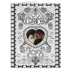 I Love You   Adult Coloring   Valentine's Day  Car Cards
