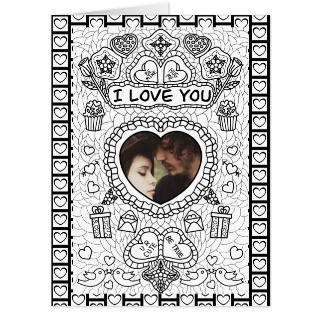 I Love You | Adult Coloring | Valentine's Day  Card (Front)