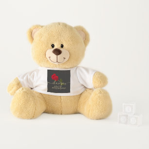i love you all the time Red Rose Black And Gold Teddy Bear
